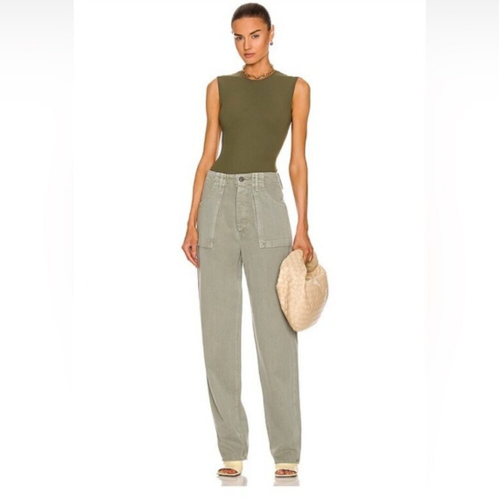 MOTHER Women's Green High Waisted Curbside Utility Sneak - 27